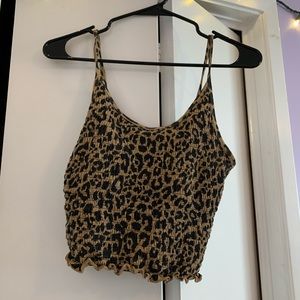 Hollister cropped cheetah smocked tank top